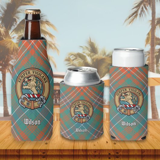 Clan Wilson Crest over het oude Tartan Flesjeskoeler