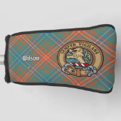 Clan Wilson Crest over het oude Tartan Golfheadcover (Voorkant)
