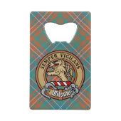 Clan Wilson Crest over het oude Tartan Kredietkaart Flessenopener (Voorkant)