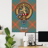 Clan Wilson Crest over het oude Tartan Poster (Thuiskantoor)