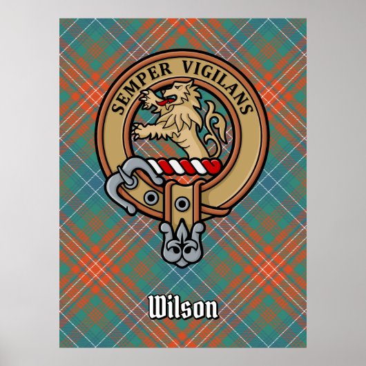 Clan Wilson Crest over het oude Tartan Poster (Voorkant)