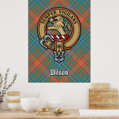Clan Wilson Crest over het oude Tartan Poster (Keuken)