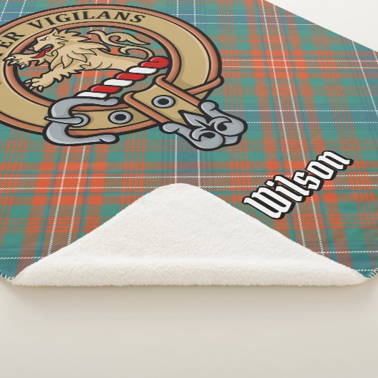 Clan Wilson Crest over het oude Tartan Sherpa Deken (3/4)
