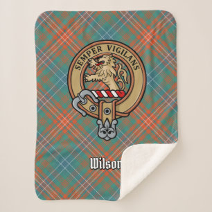 Clan Wilson Crest over het oude Tartan Sherpa Deken
