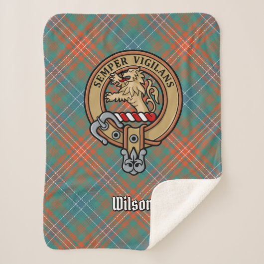Clan Wilson Crest over het oude Tartan Sherpa Deken (Voorkant)