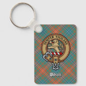Clan Wilson Crest over het oude Tartan Sleutelhanger (Voorkant)