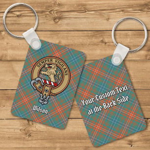 Clan Wilson Crest over het oude Tartan Sleutelhanger