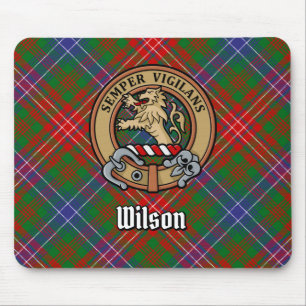 Clan Wilson Crest over Modern Tartan Muismat