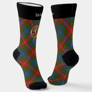 Clan Wilson Crest over Modern Tartan Sokken