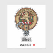 Clan Wilson Crest over Modern Tartan Sticker (Vel)