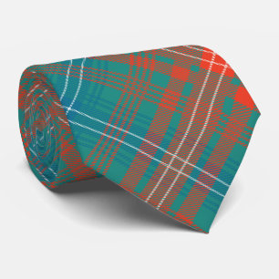 Clan Wilson Tartan Oranje Turquoise Pattern Stropdas