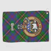 Clan Wood Crest boven Tartan Golfhanddoek (Horizontaal)