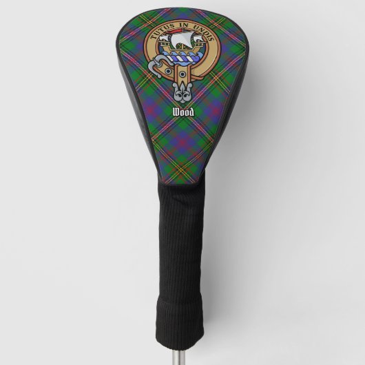 Clan Wood Crest boven Tartan Golfheadcover (Voorkant)