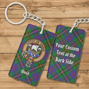 Clan Wood Crest boven Tartan Sleutelhanger