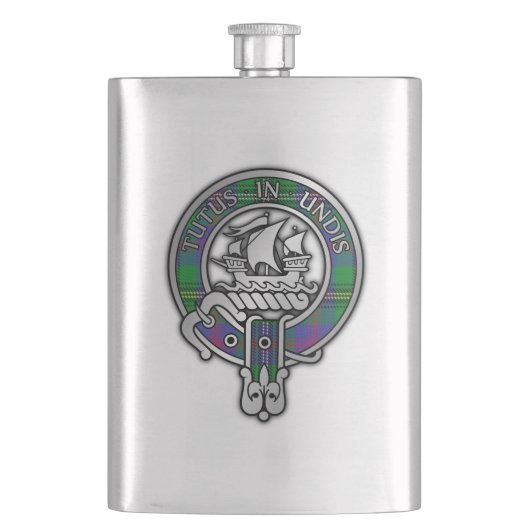 Clan Wood Crest & Tartan Flask Flacon (Voorkant)