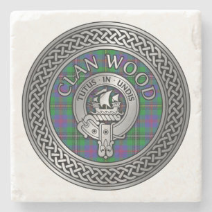 Clan Wood Crest & Tartan Knot Stenen Onderzetter