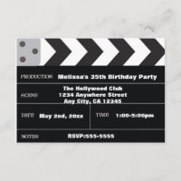 Clapette de cinéma de star d'Hollywood Invitation