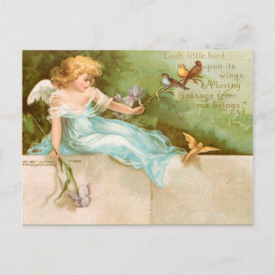 Clapsaddle: Angel die speelt met vogels Briefkaart