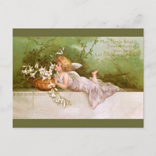 Clapsaddle: Angel met Lilies Briefkaart (Voorkant)
