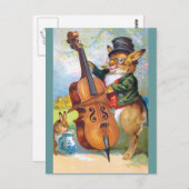 Clapsaddle: Bunny met Cello Briefkaart (Voorkant / Achterkant)