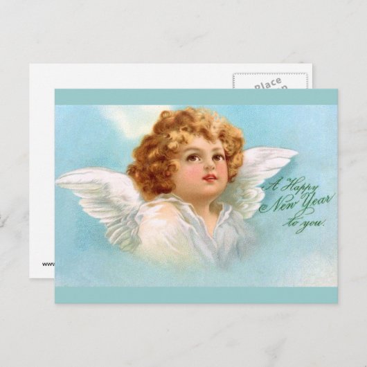 Clapsaddle: charmant nieuwjaar engel feestdagenkaart (Voorkant / Achterkant)