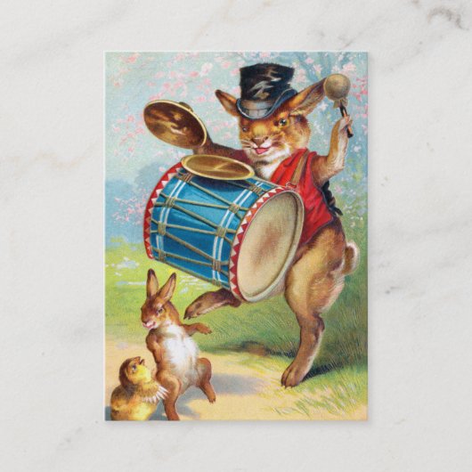 Clapsaddle: Drumming Rabbit Visitekaartje (Voorkant)