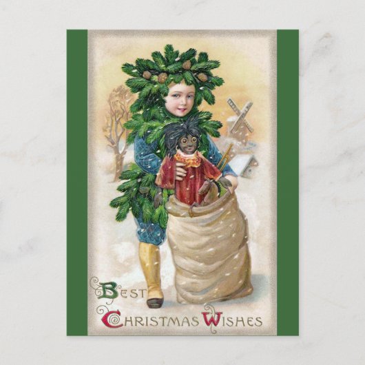 Clapsaddle: Fir Boy met Doll Briefkaart (Voorkant)