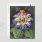 Clapsaddle: Flower Cherub Aster Briefkaart (Voorkant / Achterkant)