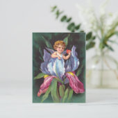 Clapsaddle: Flower Cherub Iris Briefkaart (Staand voorkant)