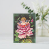 Clapsaddle: Flower Cherub Roos Briefkaart (Staand voorkant)
