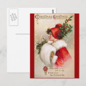 Clapsaddle: Het Meisje van de winter met het Pet Briefkaart (Voorkant / Achterkant)