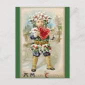 Clapsaddle: Holly Boy met hart Briefkaart (Voorkant)