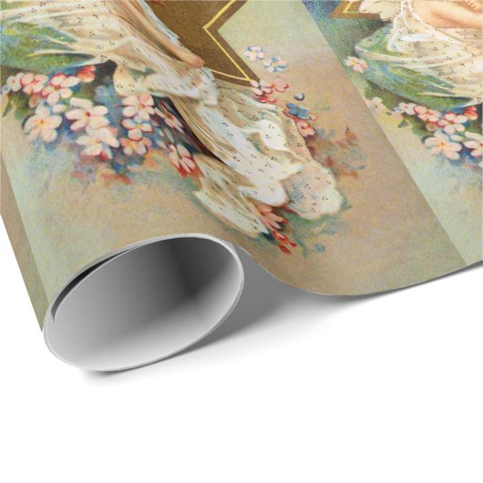 Clapsaddle: kerstengel cadeaupapier (Rol Hoek)