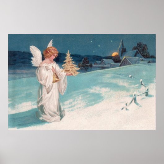 Clapsaddle: Kerstengel met Bell Poster (Voorkant)