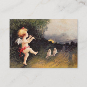 Clapsaddle: Little Cherub met Flute Visitekaartje