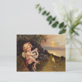 Clapsaddle: Little Cherub met Harp Briefkaart (Staand voorkant)