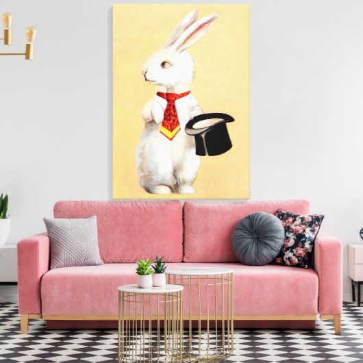 Clapsaddle: Paashaas met Stropdas Canvas Afdruk (Insitu (Woonkamer))