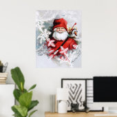 Clapsaddle: Santa Claus met speelgoed en Fir Twigs Poster (Thuiskantoor)