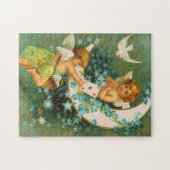 Clapsaddle: Twee Cherubs op een Sickle Moon Legpuzzel (Horizontaal)