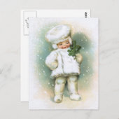 Clapsaddle: Winter Boy met Fir Twig Briefkaart (Voorkant / Achterkant)
