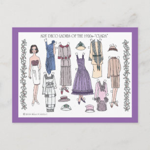 Clara, Art Deco Lady van de papierdollar uit de ja Briefkaart