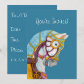 Clara Carousel Horse Invitation Kaart (Voorkant / Achterkant)