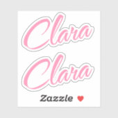 Clara Decoratieve naam in roze x2 Sticker (Vel)