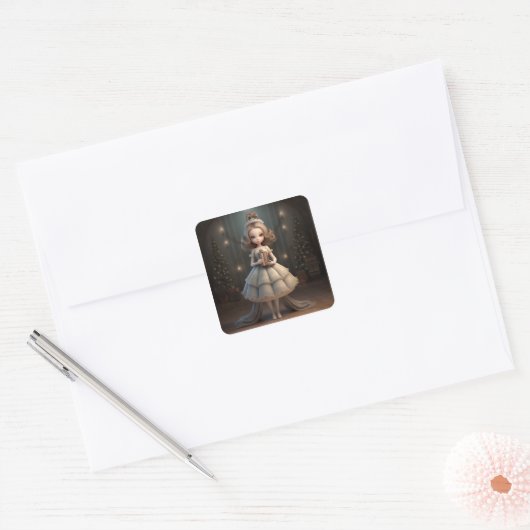 Clara from The Nutcracker Ballet Vierkante Sticker (Envelop)