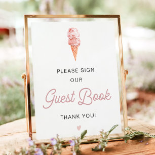 CLARA Retro Ice Cream Blush Sign Ons Guestbook Poster