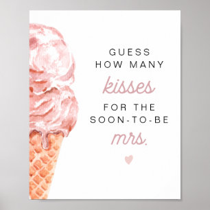 CLARA Retro Ice Cream Raad hoeveel Kisses Poste Poster