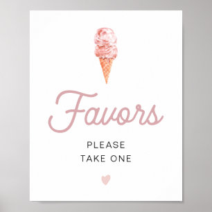 CLARA Retro Pink Ice Cream Wedding Party Favors Po Poster