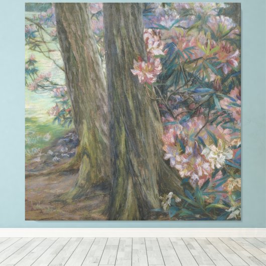 Clara Voortman Rhododendron Struik in een tuin Canvas Afdruk (Insitu (Houten vloer))