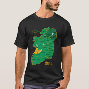 Clare Ireland County Kaart Eire Irish Travel T-shirt