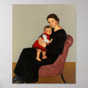 Cläre Maillard met dochter   Willi Maillard Poster